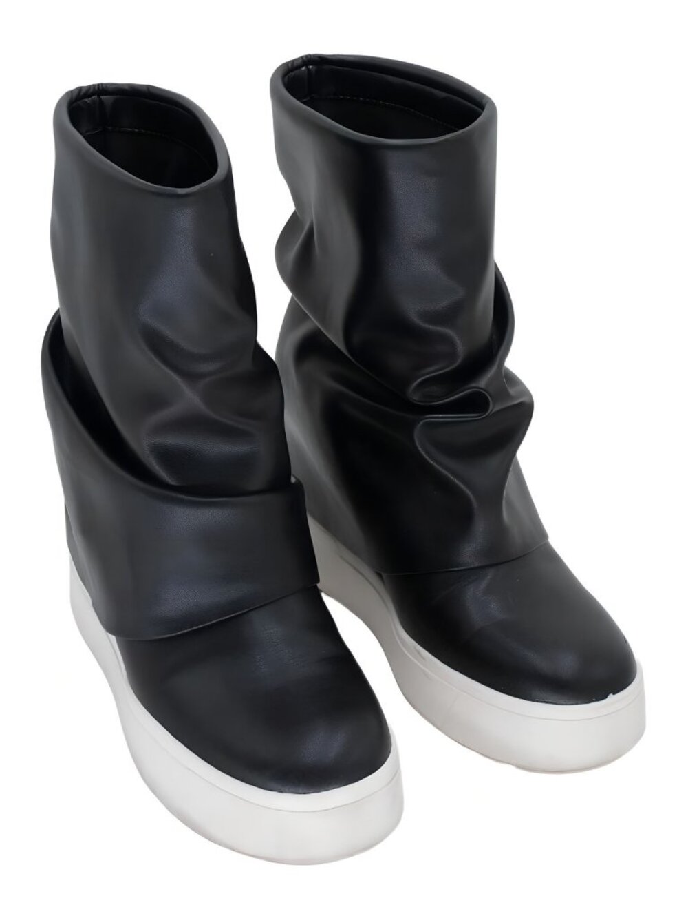 GUESS Guinna Hidden Wedge Ankle Boots - Black Slip-On Platform - Size 8.5